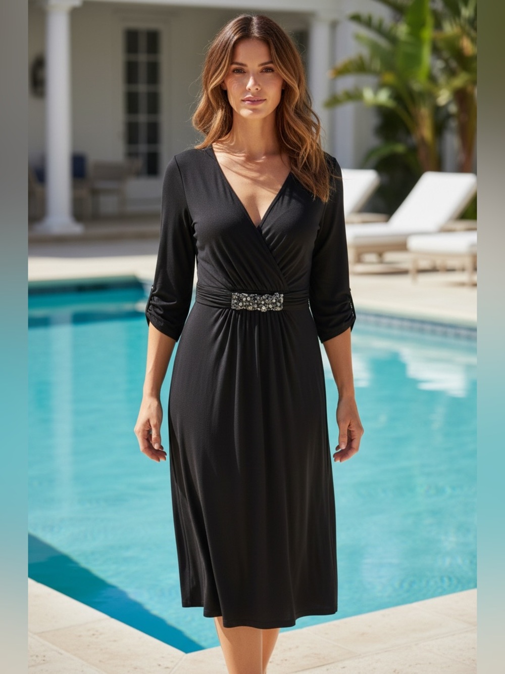 Boden black jewel waist midi dress